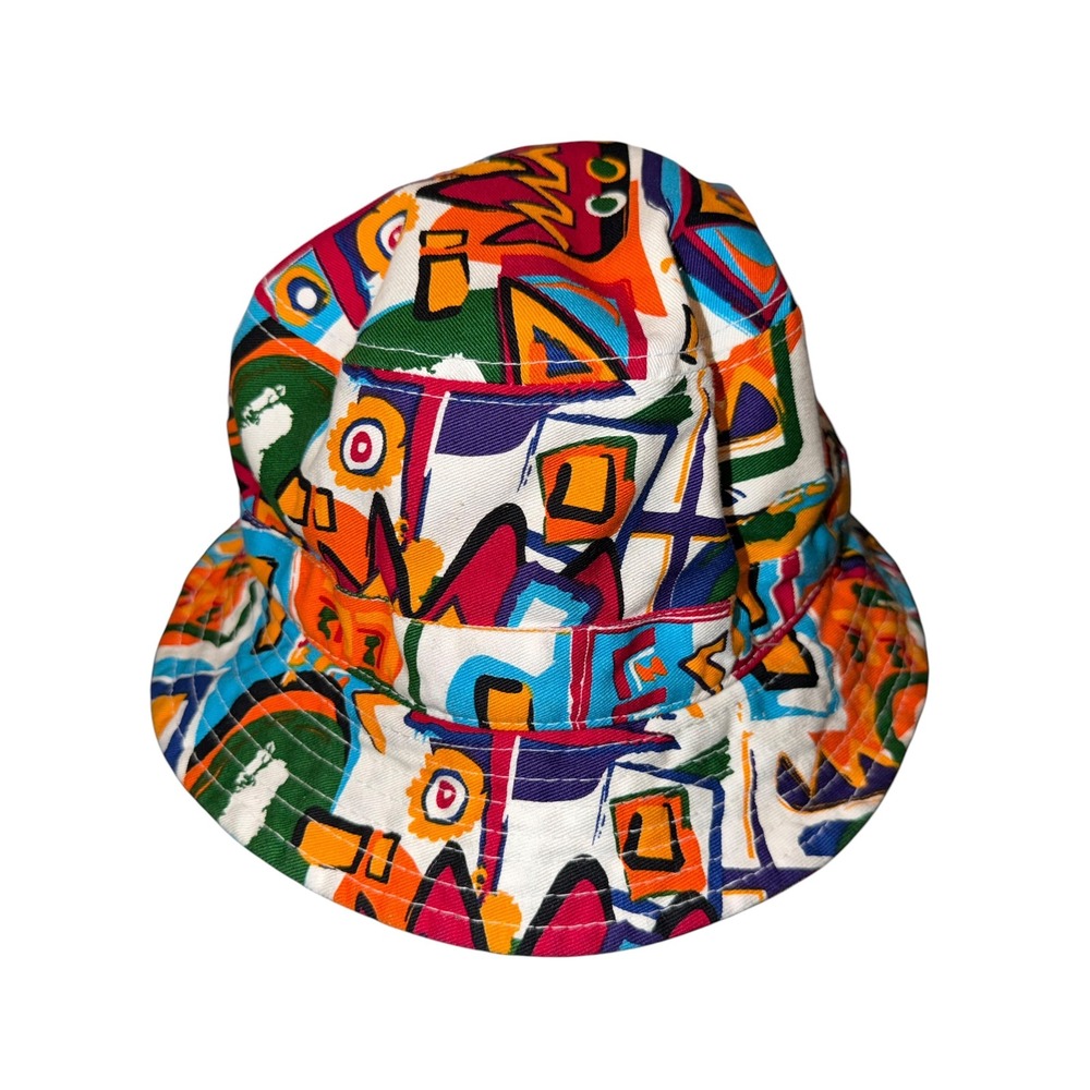 KBETHOS 90s Style Abstract Geometric Multicolor Cotton Bucket Hat One Size